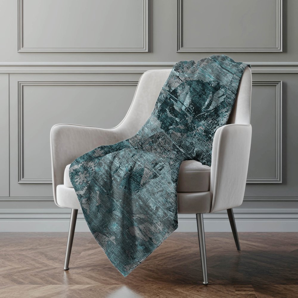 Premium Machine Washable ASB555 Teal 50" x 70" Sherpa Throw Blanket. Picture 4