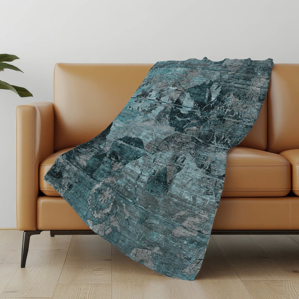 Premium Machine Washable ASB555 Teal 50" x 70" Sherpa Throw Blanket. Picture 5