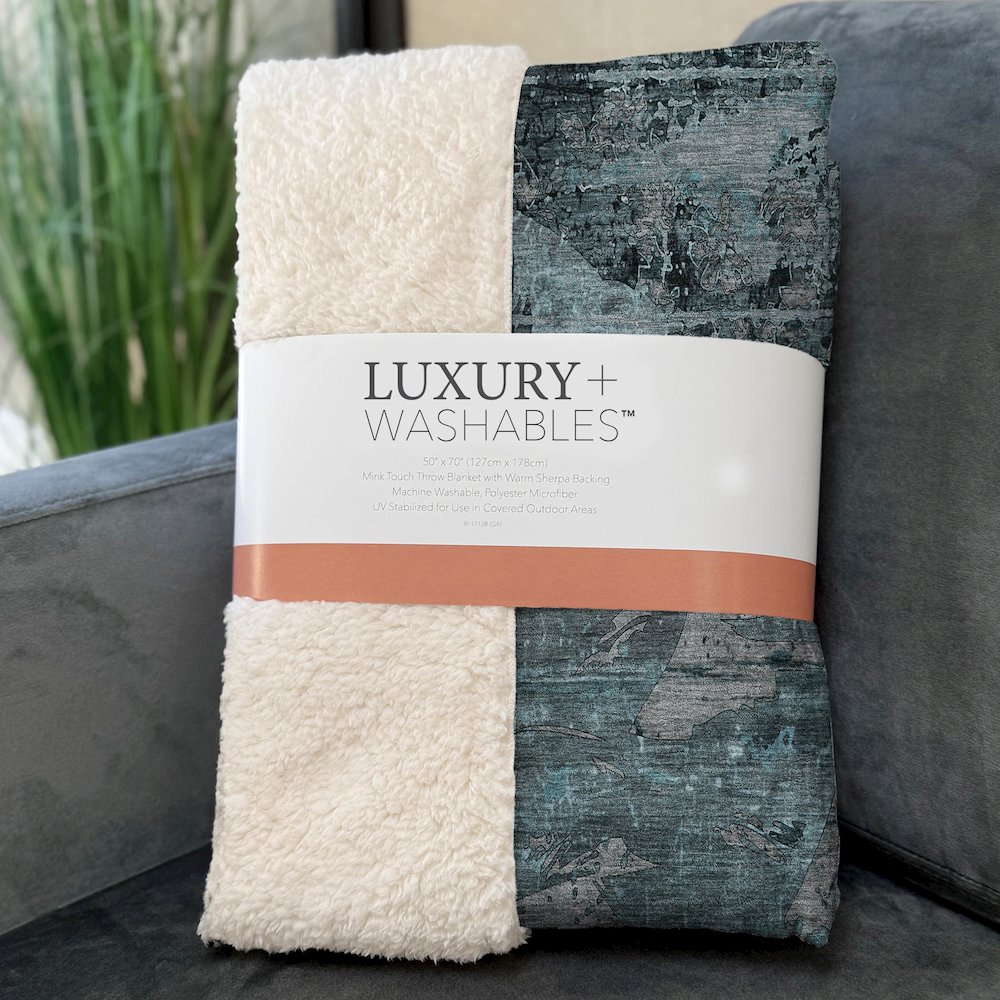 Premium Machine Washable ASB555 Teal 50" x 70" Sherpa Throw Blanket. Picture 3