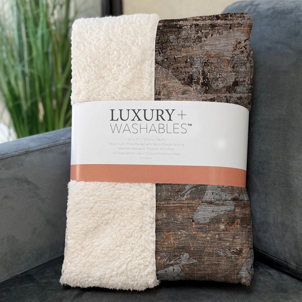 Premium Machine Washable ASB555 Terracotta 50" x 70" Sherpa Throw Blanket. Picture 3