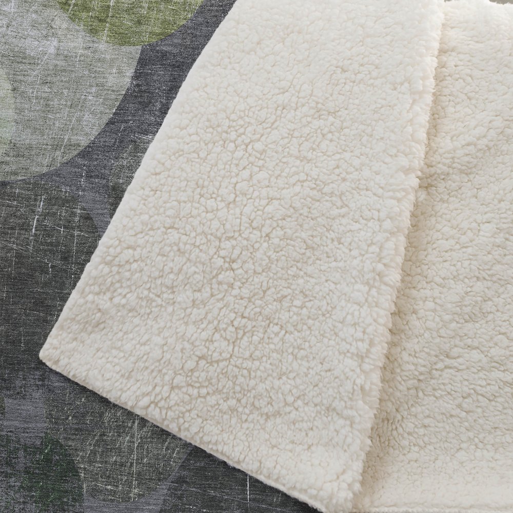 Premium Machine Washable ASB556 Green 50" x 70" Sherpa Throw Blanket. Picture 2