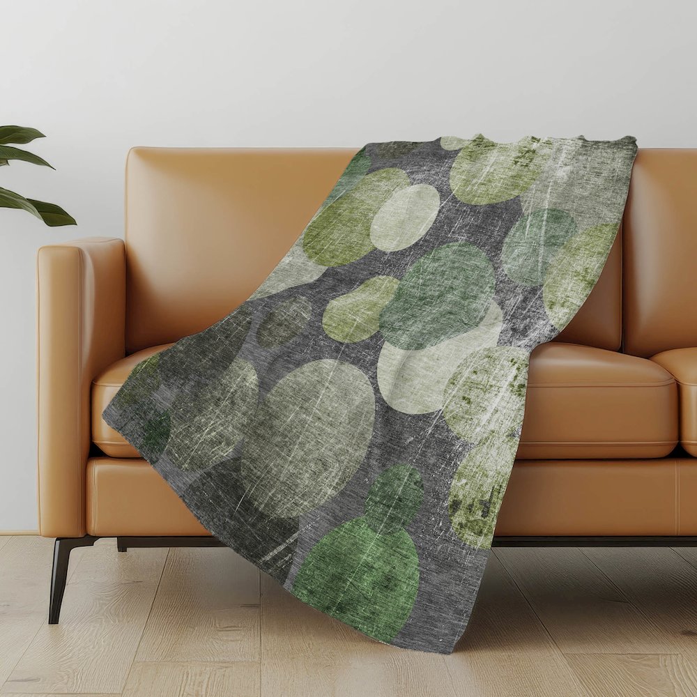 Premium Machine Washable ASB556 Green 50" x 70" Sherpa Throw Blanket. Picture 5