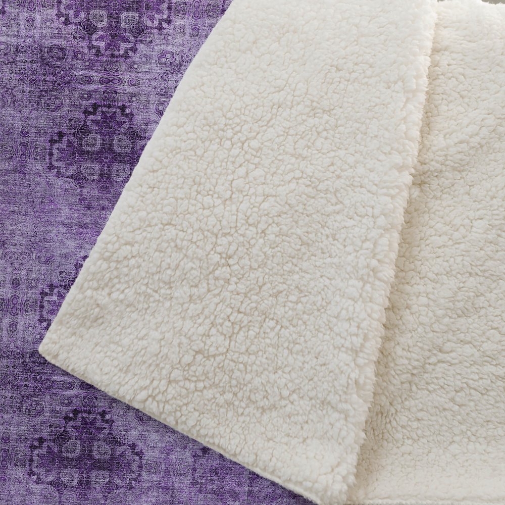 Premium Machine Washable ASB557 Eggplant 50" x 70" Sherpa Throw Blanket. Picture 2