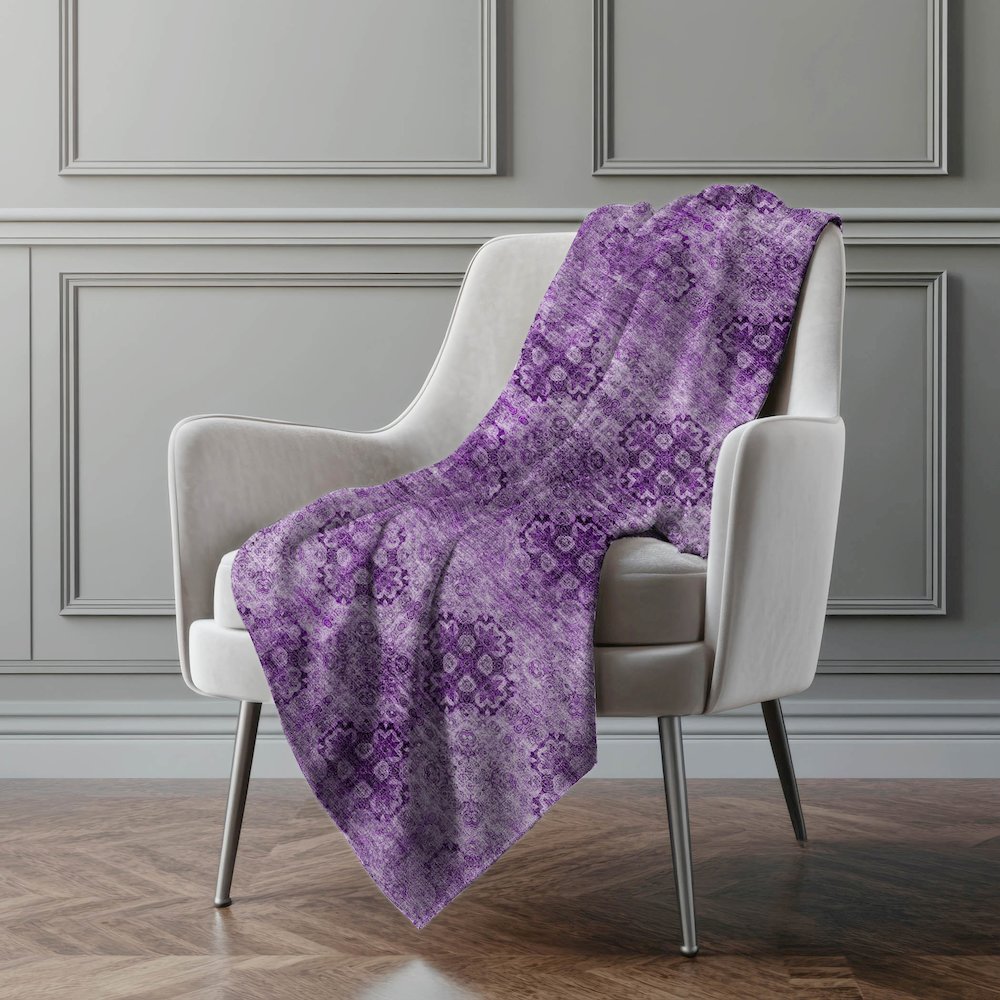 Premium Machine Washable ASB557 Eggplant 50" x 70" Sherpa Throw Blanket. Picture 4