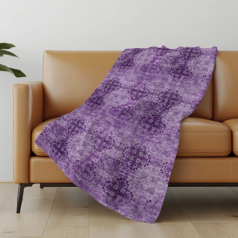Premium Machine Washable ASB557 Eggplant 50" x 70" Sherpa Throw Blanket. Picture 5
