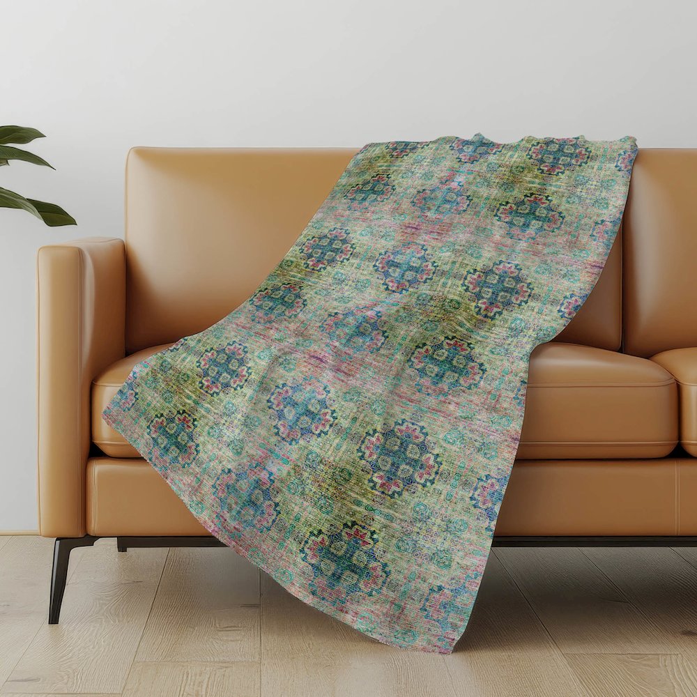 Premium Machine Washable ASB557 Green 50" x 70" Sherpa Throw Blanket. Picture 5