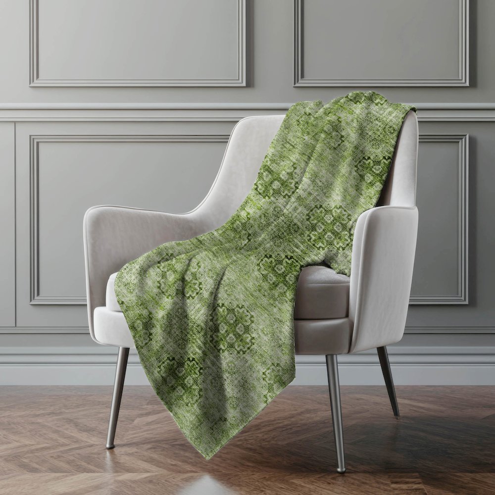 Premium Machine Washable ASB557 Olive 50" x 70" Sherpa Throw Blanket. Picture 4