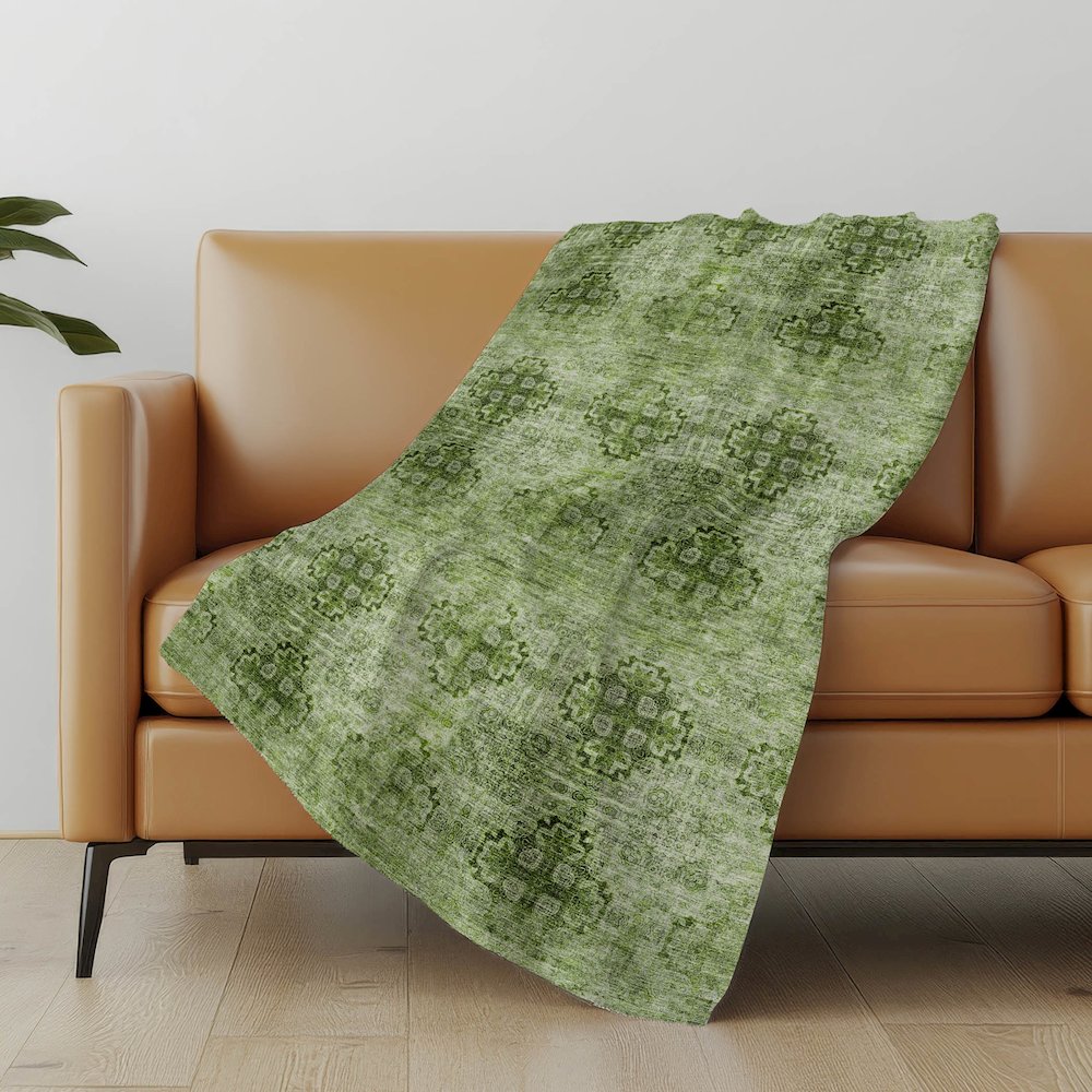 Premium Machine Washable ASB557 Olive 50" x 70" Sherpa Throw Blanket. Picture 5