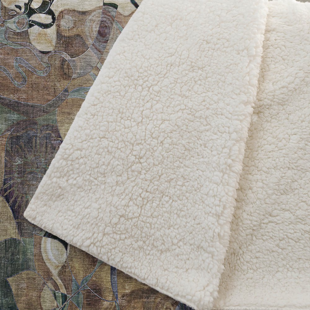 Premium Machine Washable ASB558 Beige 50" x 70" Sherpa Throw Blanket. Picture 2