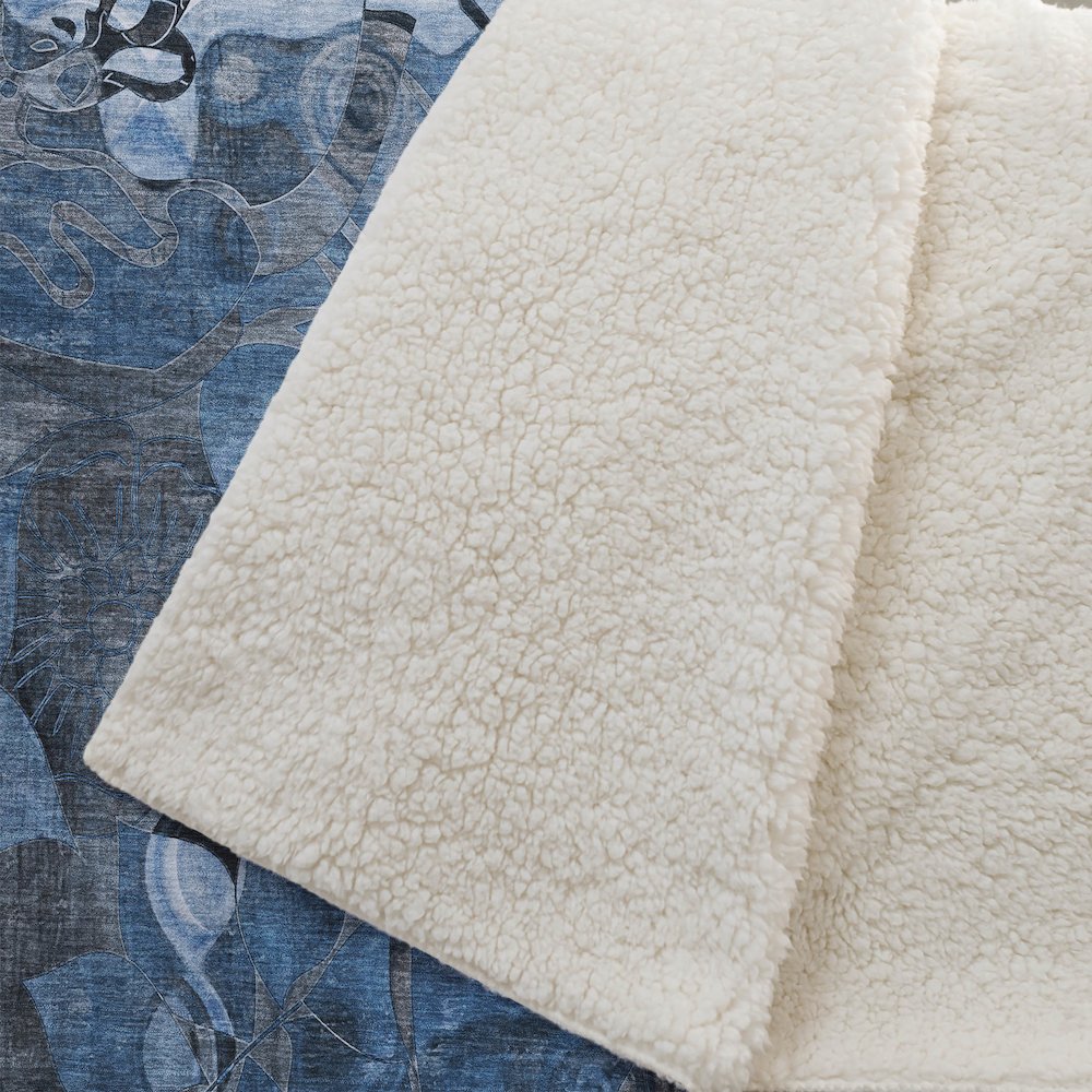 Premium Machine Washable ASB558 Blue 50" x 70" Sherpa Throw Blanket. Picture 2