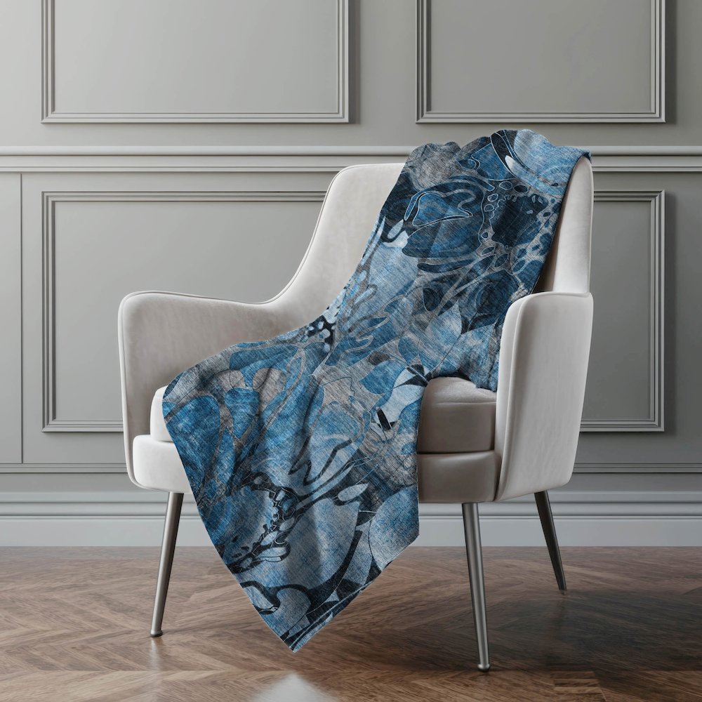 Premium Machine Washable ASB558 Blue 50" x 70" Sherpa Throw Blanket. Picture 4