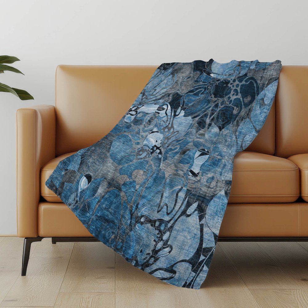 Premium Machine Washable ASB558 Blue 50" x 70" Sherpa Throw Blanket. Picture 5