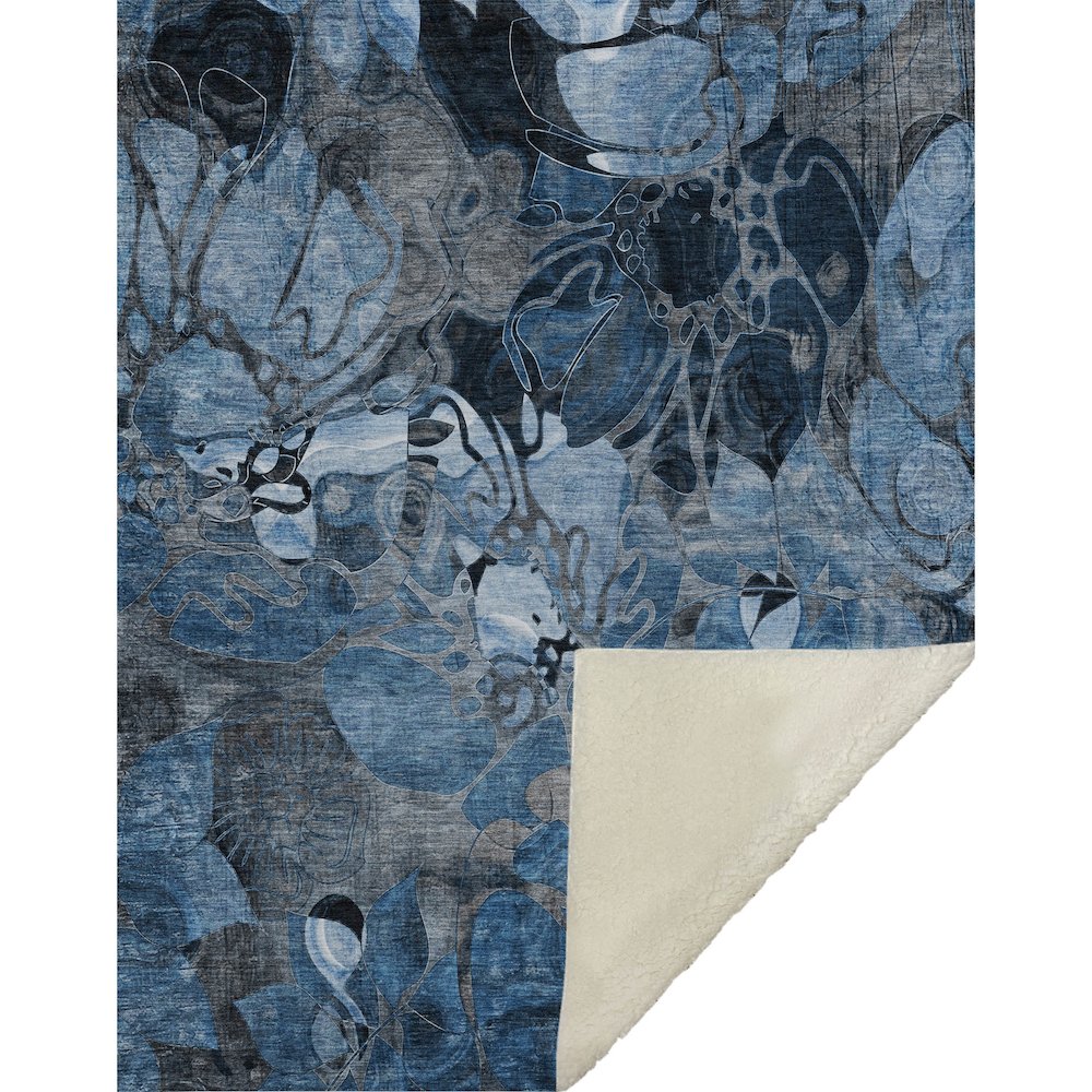 Premium Machine Washable ASB558 Blue 50" x 70" Sherpa Throw Blanket. Picture 1