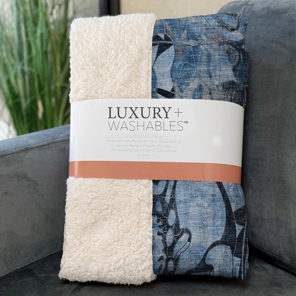 Premium Machine Washable ASB558 Blue 50" x 70" Sherpa Throw Blanket. Picture 3
