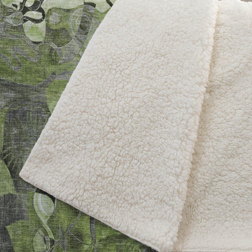 Premium Machine Washable ASB558 Fern 50" x 70" Sherpa Throw Blanket. Picture 2