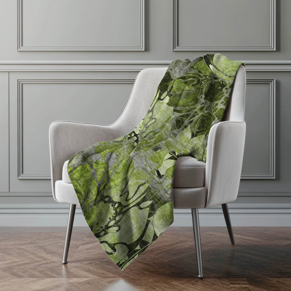 Premium Machine Washable ASB558 Fern 50" x 70" Sherpa Throw Blanket. Picture 4