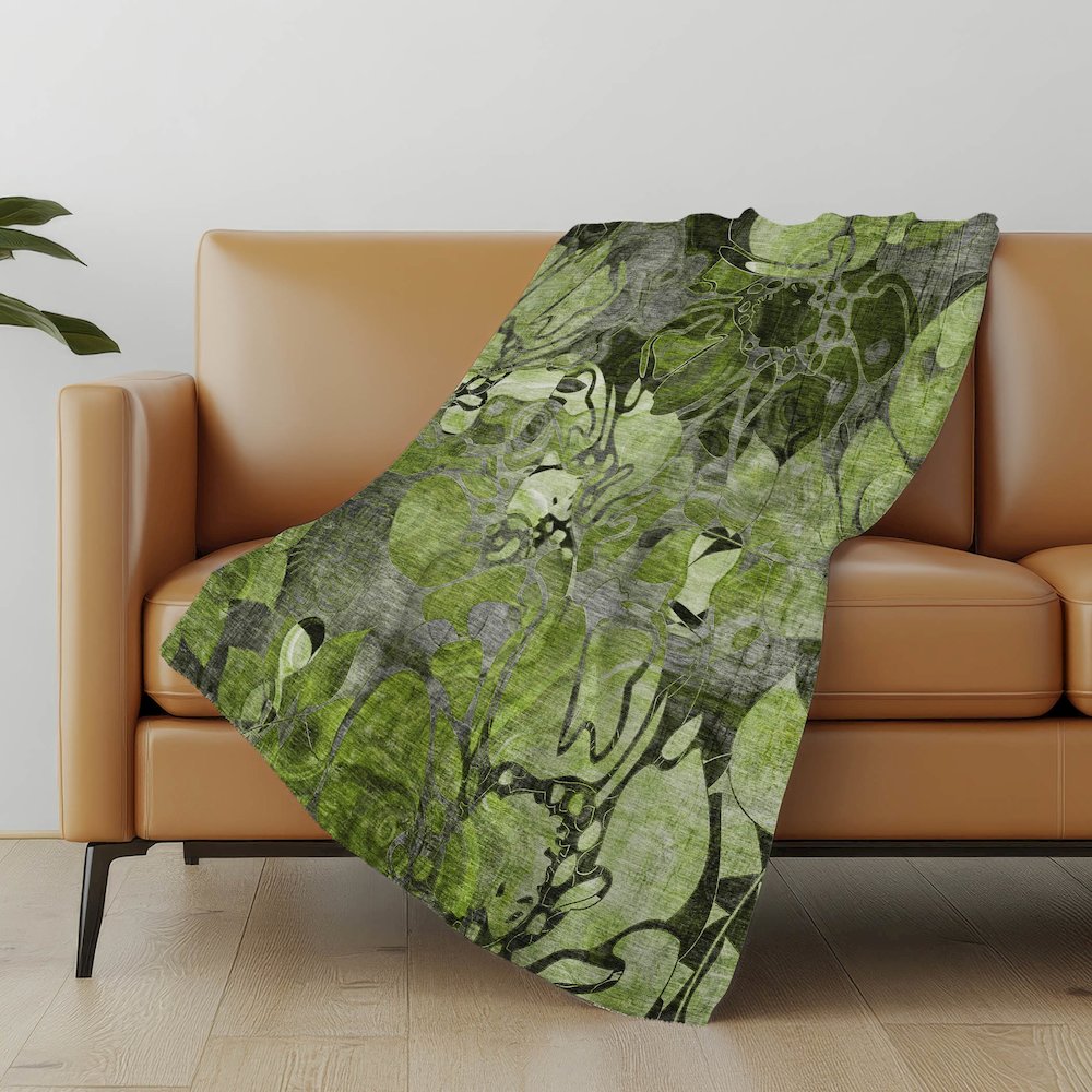 Premium Machine Washable ASB558 Fern 50" x 70" Sherpa Throw Blanket. Picture 5