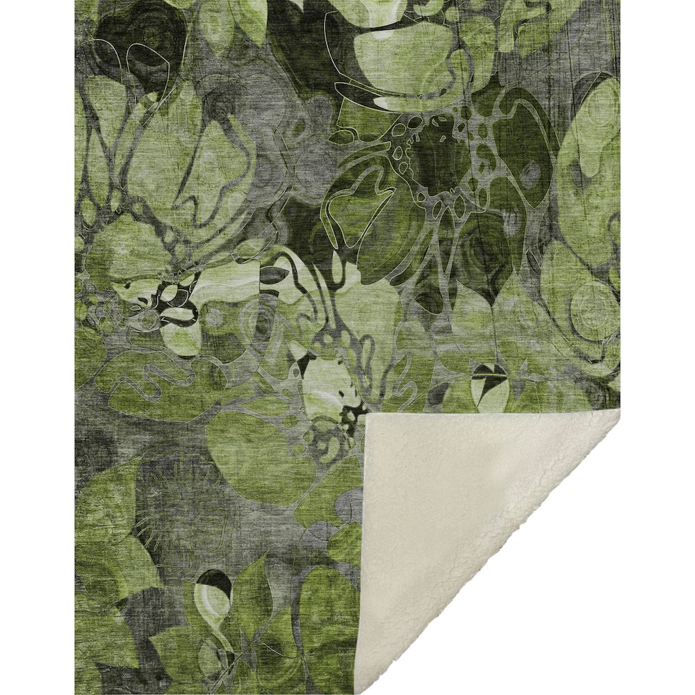 Premium Machine Washable ASB558 Fern 50" x 70" Sherpa Throw Blanket. Picture 1