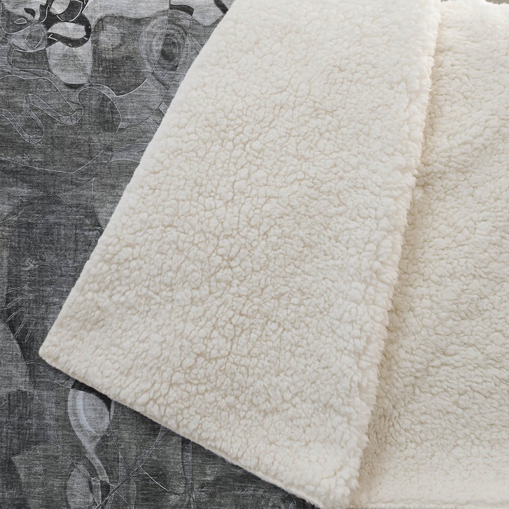 Premium Machine Washable ASB558 Gray 50" x 70" Sherpa Throw Blanket. Picture 2