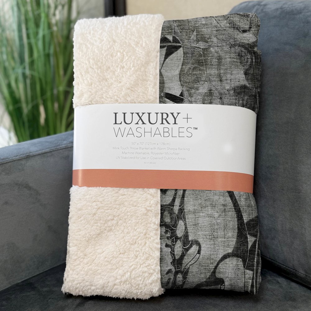 Premium Machine Washable ASB558 Gray 50" x 70" Sherpa Throw Blanket. Picture 3