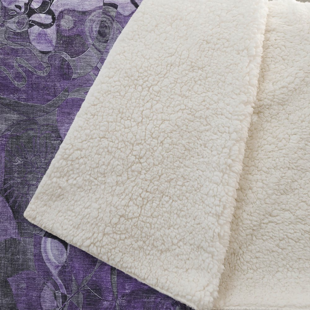 Premium Machine Washable ASB558 Purple 50" x 70" Sherpa Throw Blanket. Picture 2