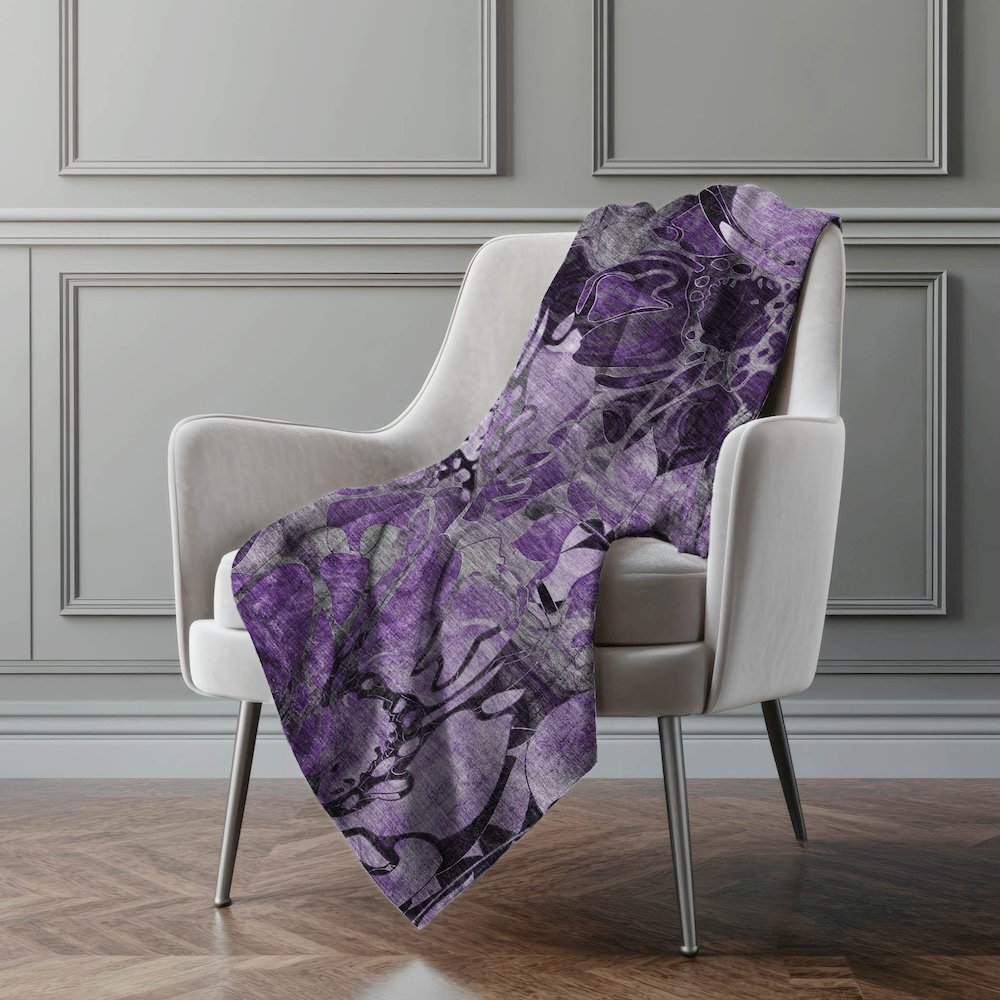 Premium Machine Washable ASB558 Purple 50" x 70" Sherpa Throw Blanket. Picture 4