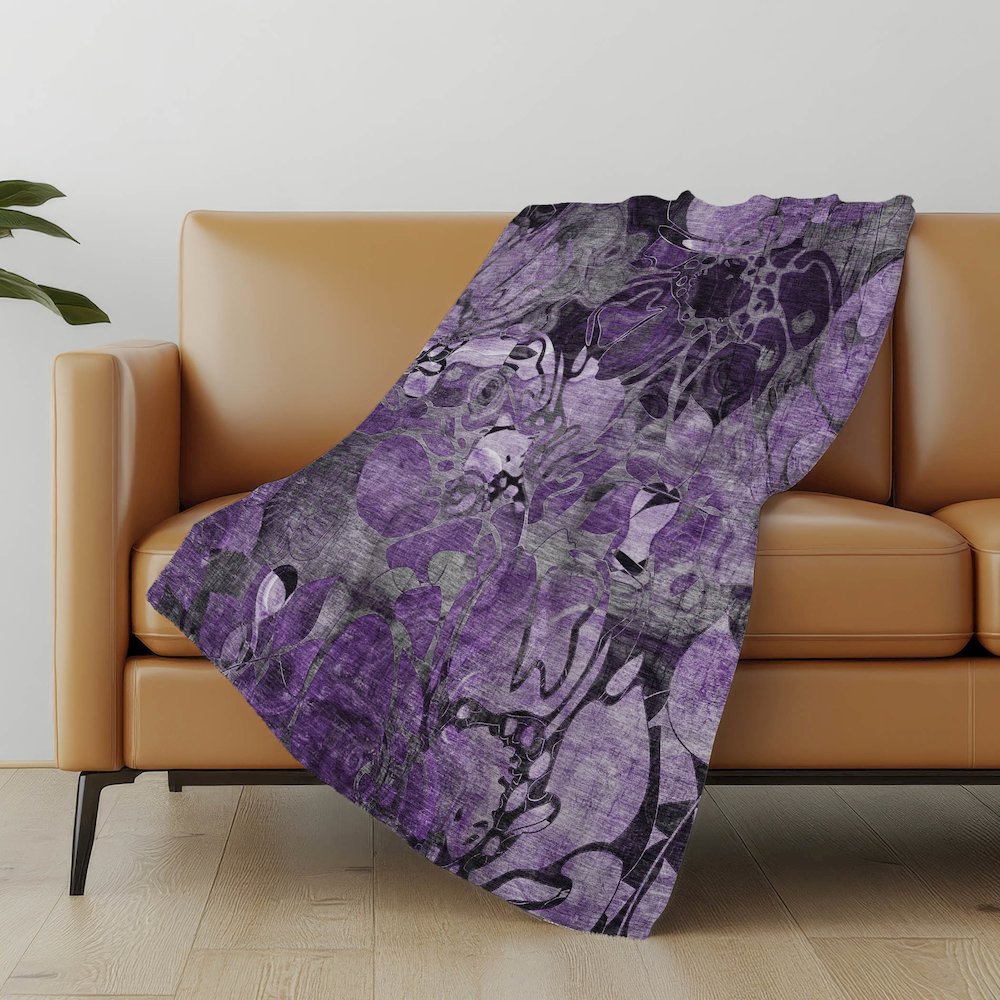 Premium Machine Washable ASB558 Purple 50" x 70" Sherpa Throw Blanket. Picture 5