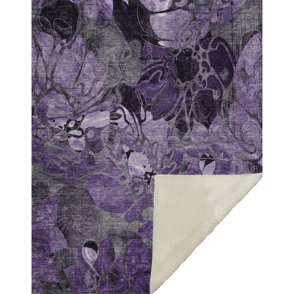 Premium Machine Washable ASB558 Purple 50" x 70" Sherpa Throw Blanket. Picture 1