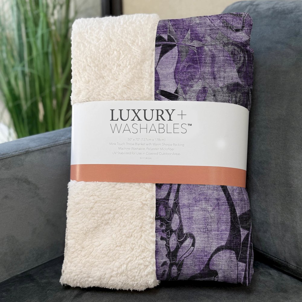 Premium Machine Washable ASB558 Purple 50" x 70" Sherpa Throw Blanket. Picture 3
