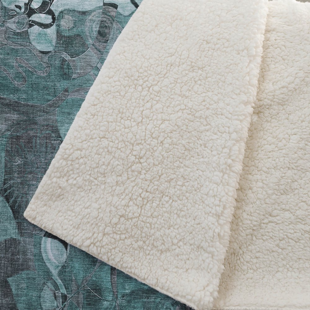 Premium Machine Washable ASB558 Teal 50" x 70" Sherpa Throw Blanket. Picture 2