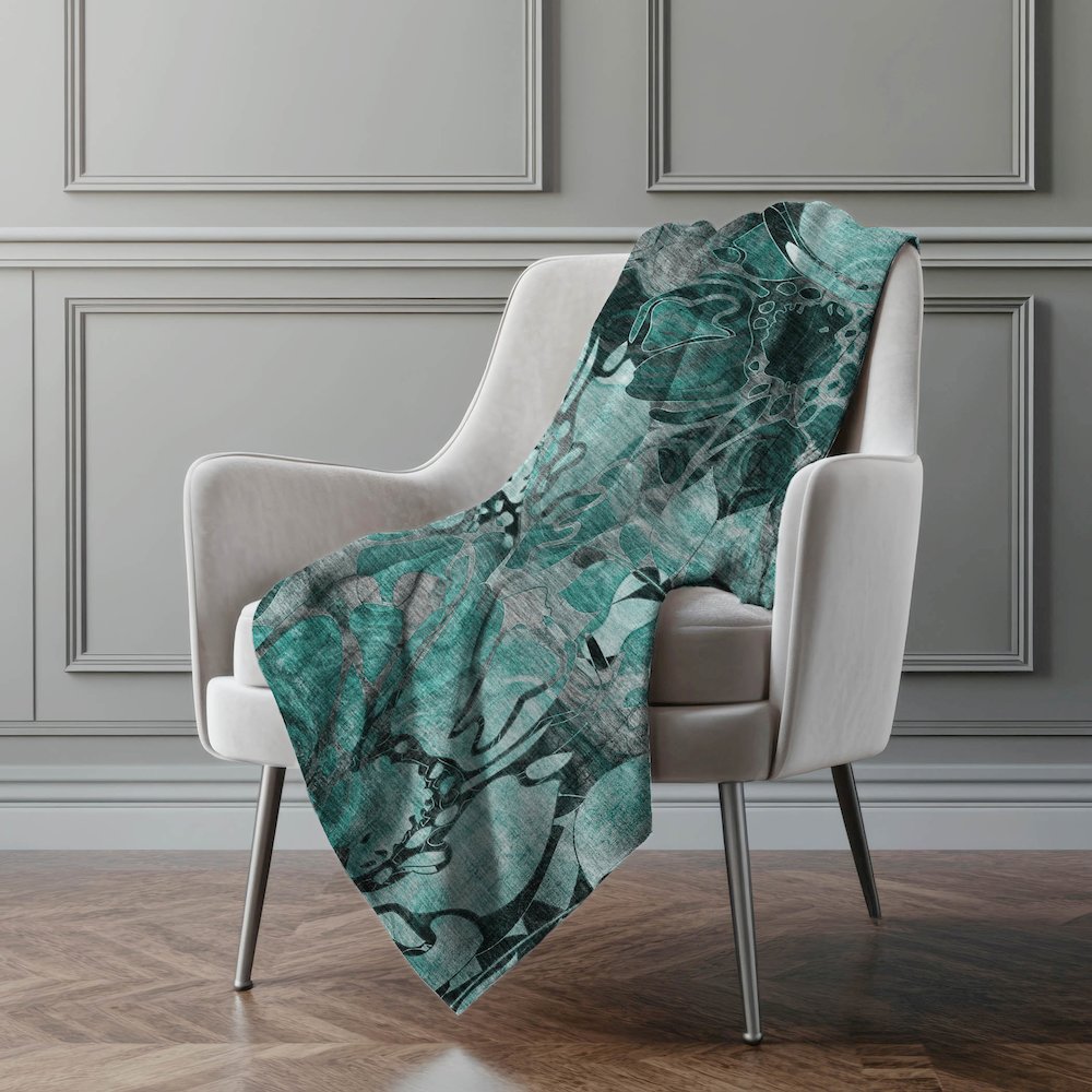 Premium Machine Washable ASB558 Teal 50" x 70" Sherpa Throw Blanket. Picture 4