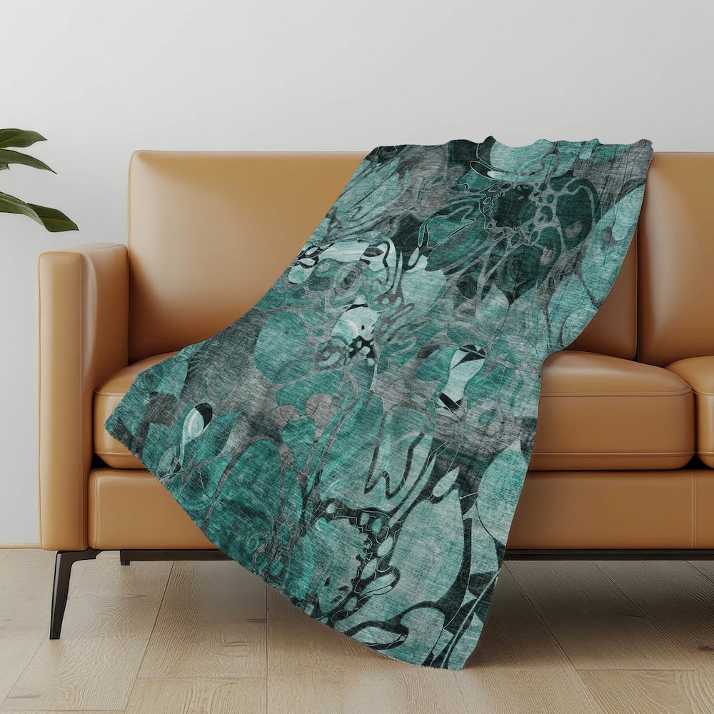Premium Machine Washable ASB558 Teal 50" x 70" Sherpa Throw Blanket. Picture 5