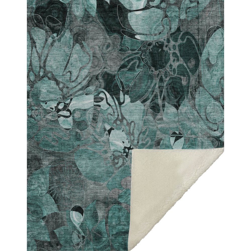 Premium Machine Washable ASB558 Teal 50" x 70" Sherpa Throw Blanket. Picture 1