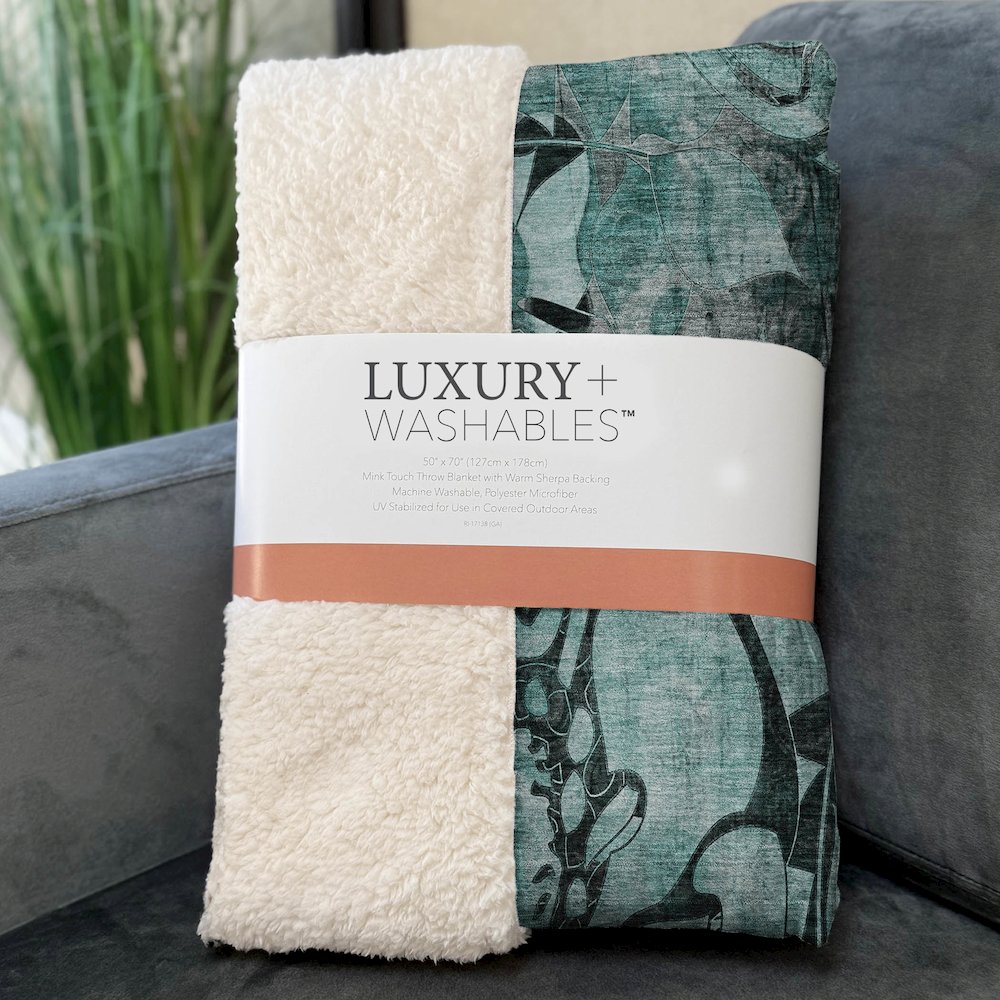 Premium Machine Washable ASB558 Teal 50" x 70" Sherpa Throw Blanket. Picture 3