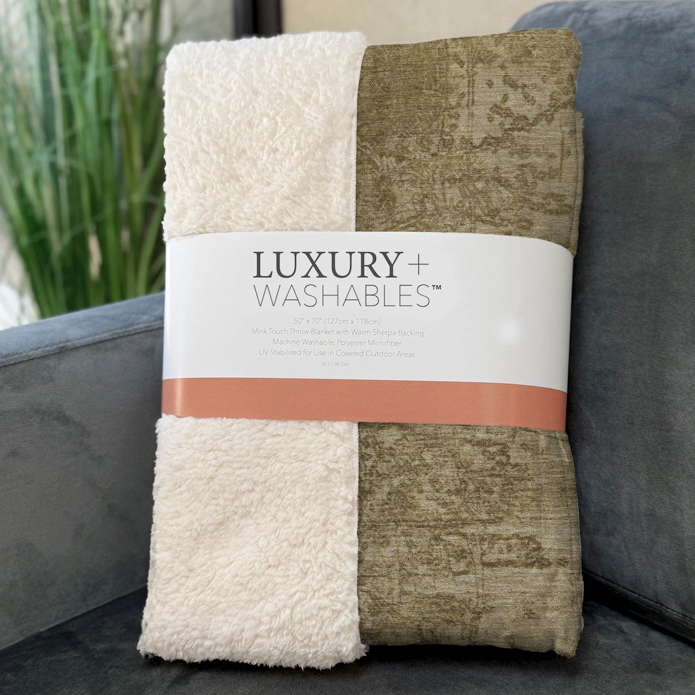 Premium Machine Washable ASB559 Beige 50" x 70" Sherpa Throw Blanket. Picture 3