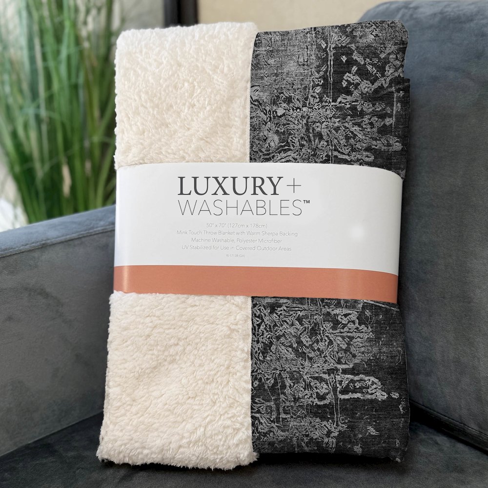 Premium Machine Washable ASB559 Gray 50" x 70" Sherpa Throw Blanket. Picture 3