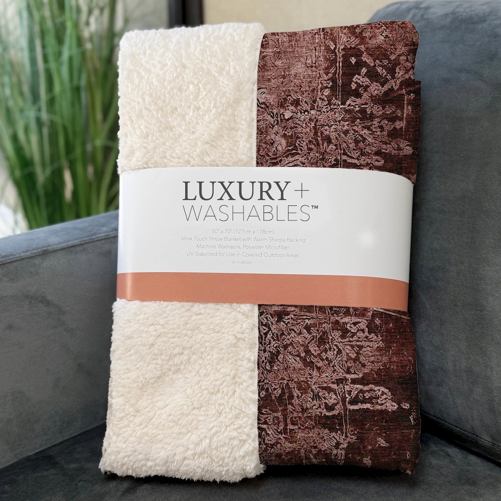 Premium Machine Washable ASB559 Merlot 50" x 70" Sherpa Throw Blanket. Picture 3