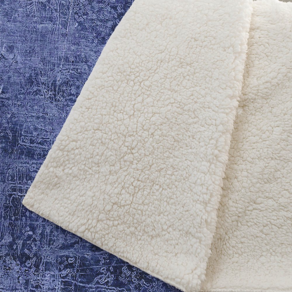 Premium Machine Washable ASB559 Navy 50" x 70" Sherpa Throw Blanket. Picture 2
