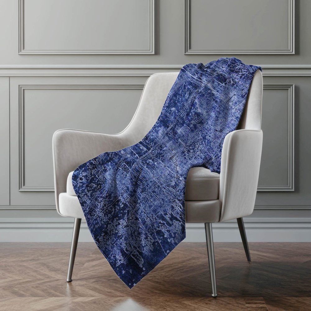 Premium Machine Washable ASB559 Navy 50" x 70" Sherpa Throw Blanket. Picture 4