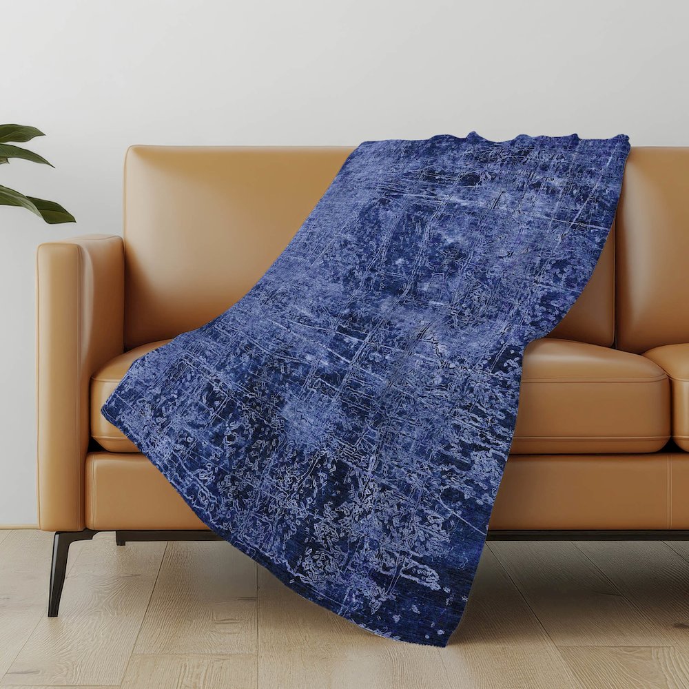Premium Machine Washable ASB559 Navy 50" x 70" Sherpa Throw Blanket. Picture 5