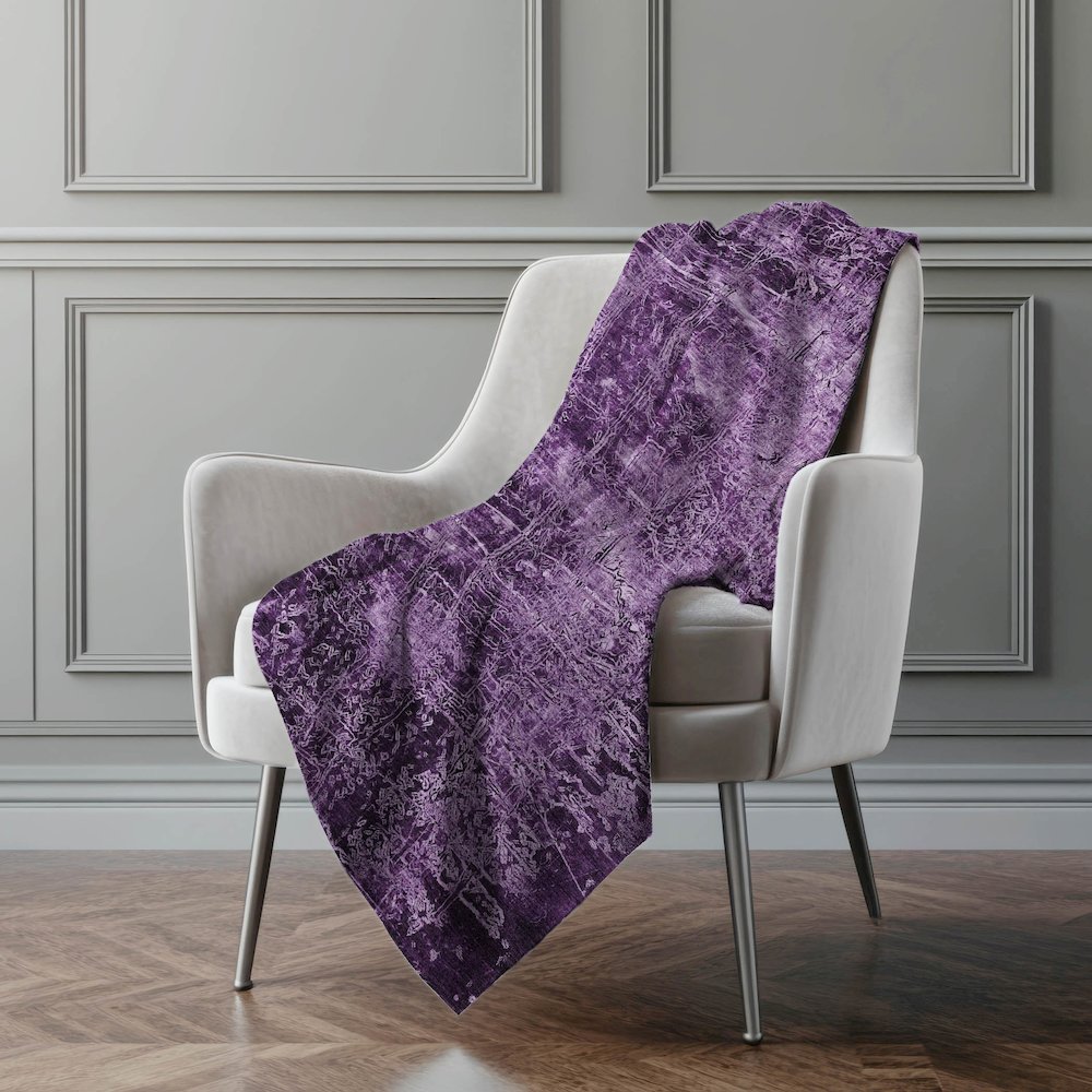 Premium Machine Washable ASB559 Purple 50" x 70" Sherpa Throw Blanket. Picture 4