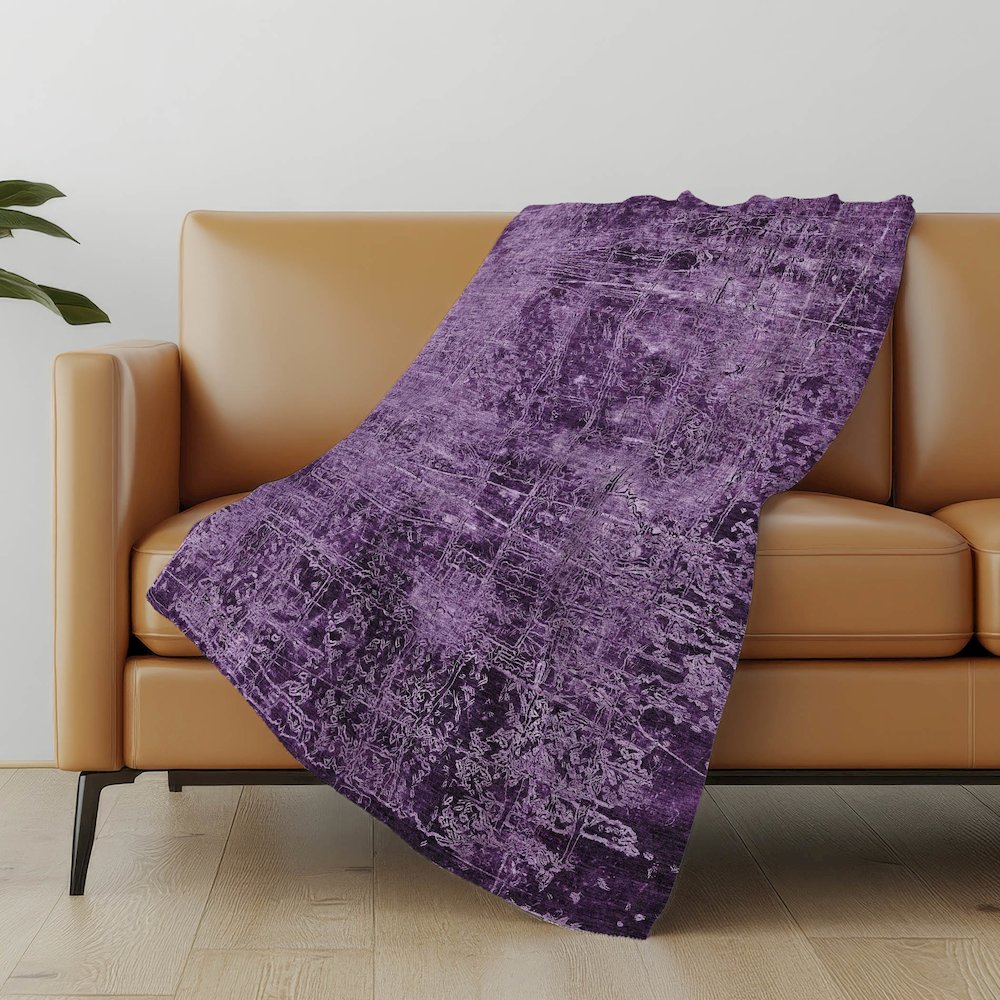 Premium Machine Washable ASB559 Purple 50" x 70" Sherpa Throw Blanket. Picture 5