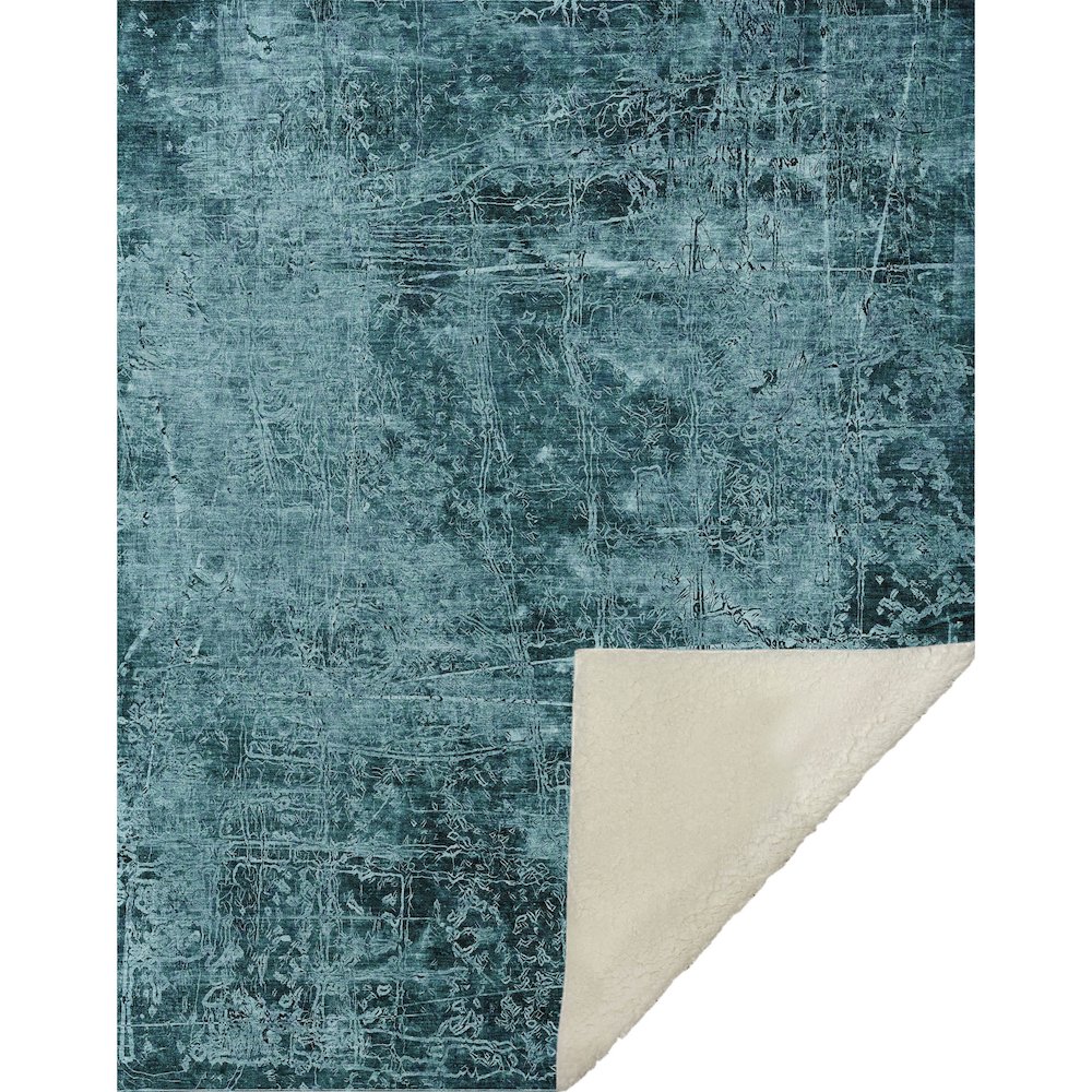 Premium Machine Washable ASB559 Teal 50" x 70" Sherpa Throw Blanket. Picture 1