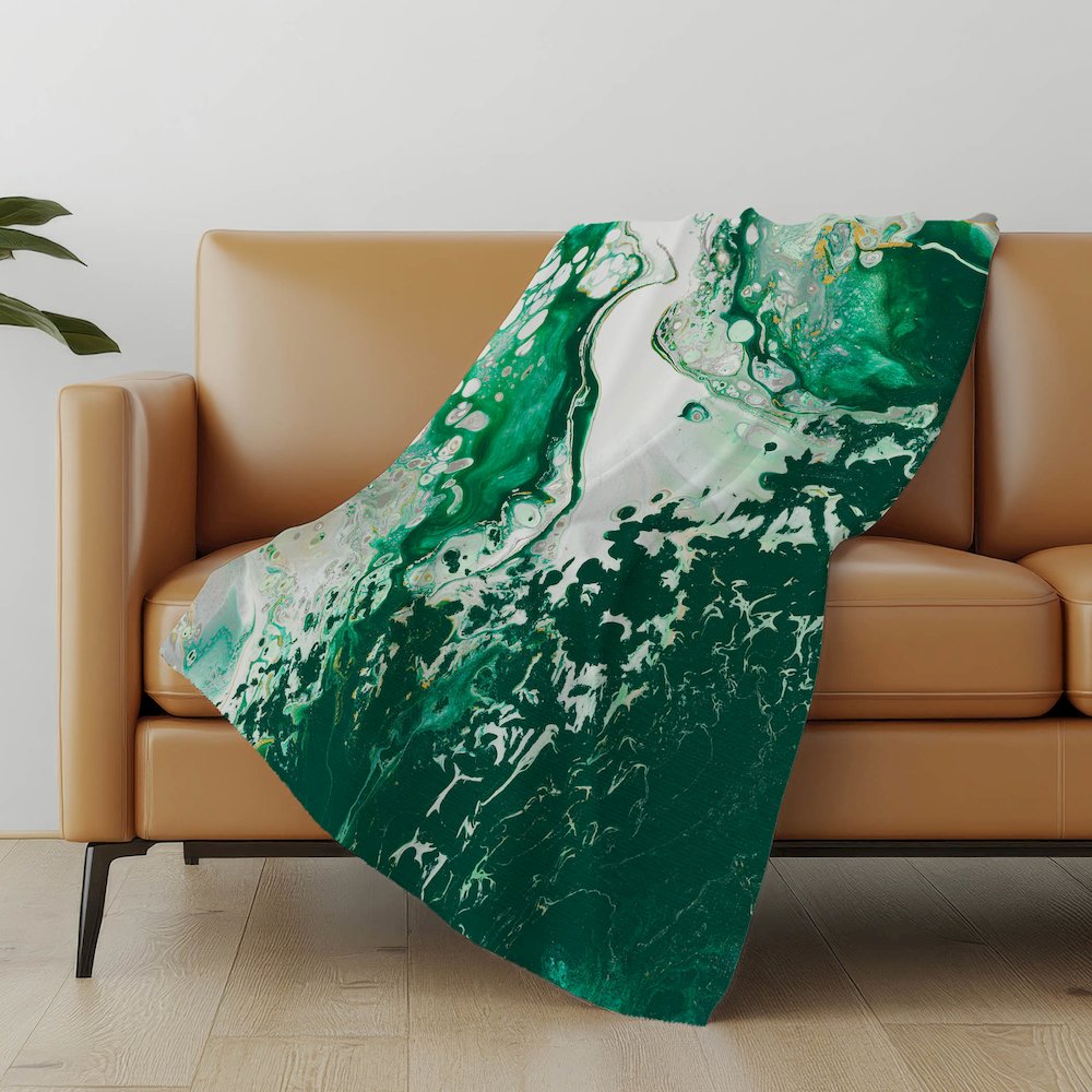Premium Machine Washable ASB55 Green 50" x 70" Sherpa Throw Blanket. Picture 4
