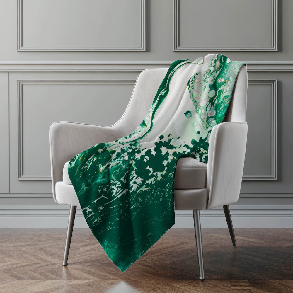 Premium Machine Washable ASB55 Green 50" x 70" Sherpa Throw Blanket. Picture 5