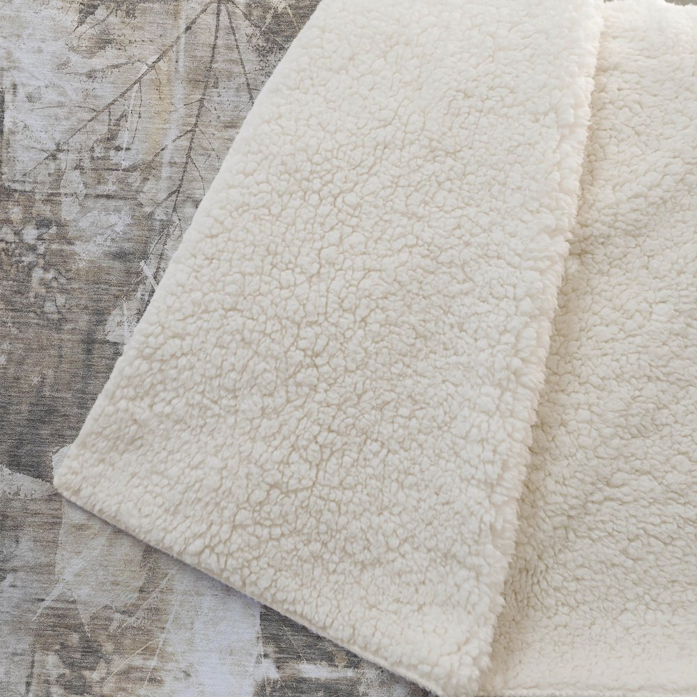 Premium Machine Washable ASB560 Beige 50" x 70" Sherpa Throw Blanket. Picture 2