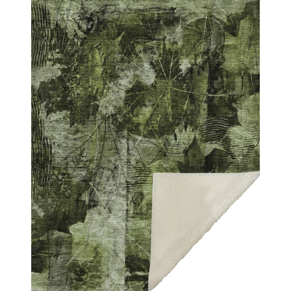 Premium Machine Washable ASB560 Green 50" x 70" Sherpa Throw Blanket. Picture 1