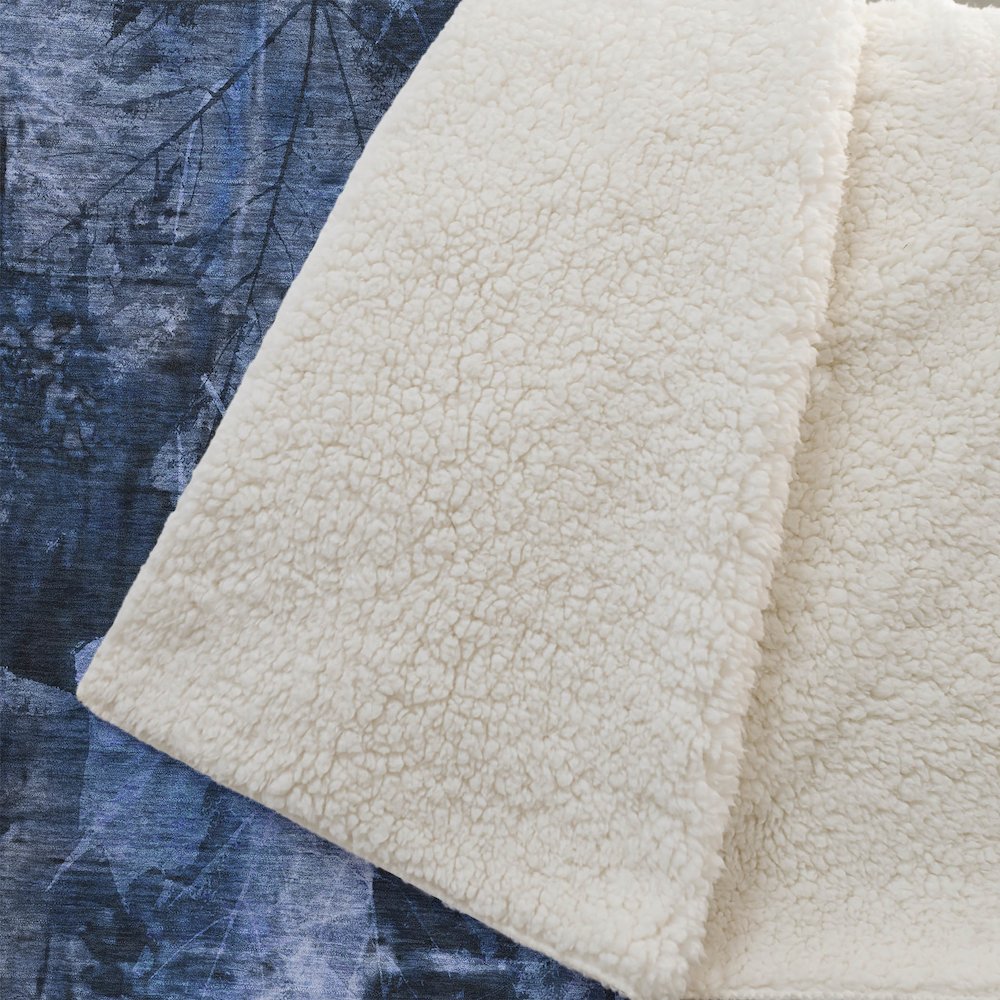 Premium Machine Washable ASB560 Navy 50" x 70" Sherpa Throw Blanket. Picture 2