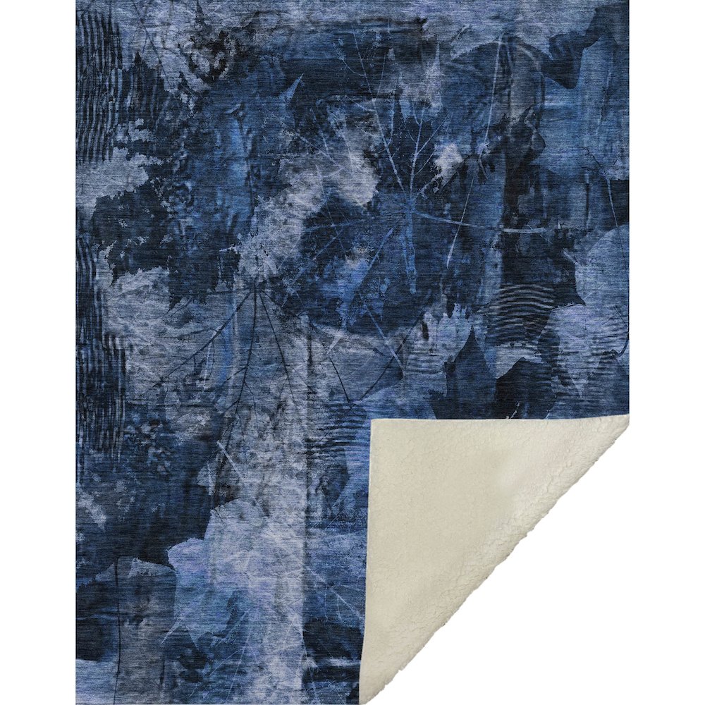 Premium Machine Washable ASB560 Navy 50" x 70" Sherpa Throw Blanket. Picture 1