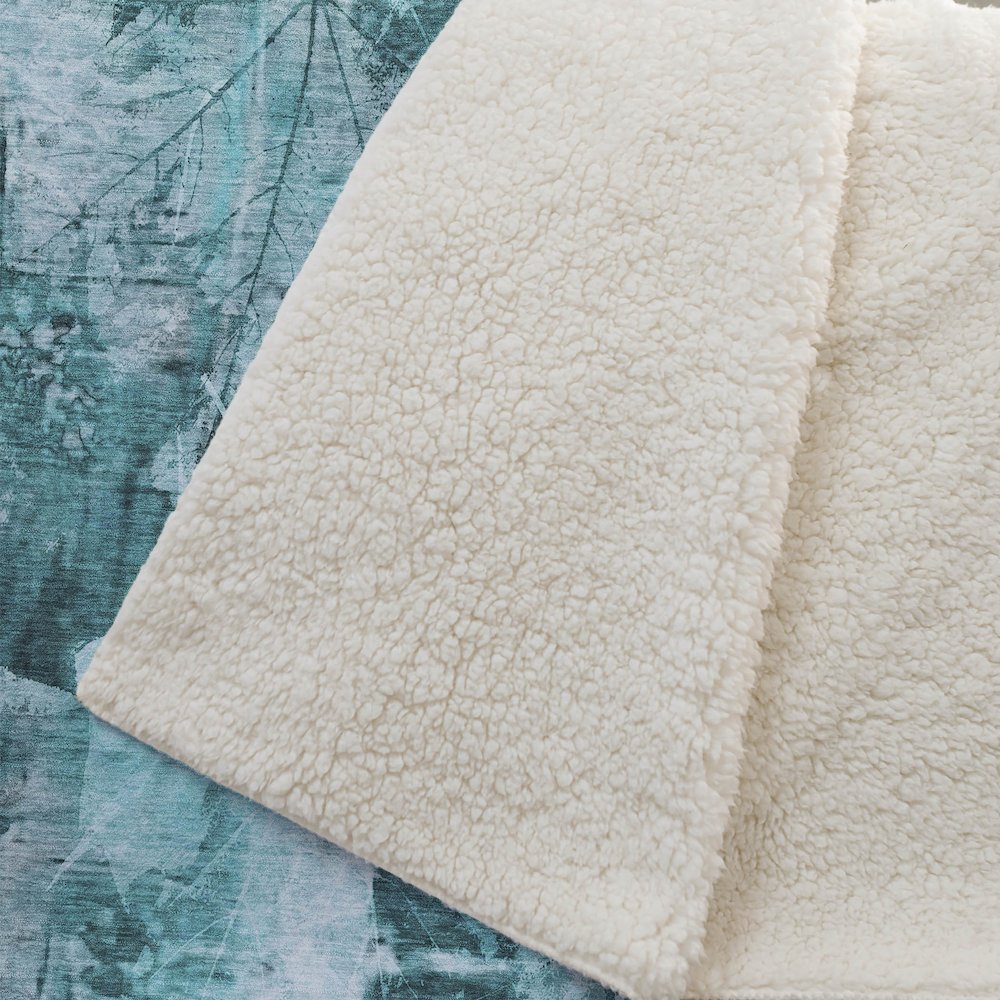 Premium Machine Washable ASB560 Teal 50" x 70" Sherpa Throw Blanket. Picture 2